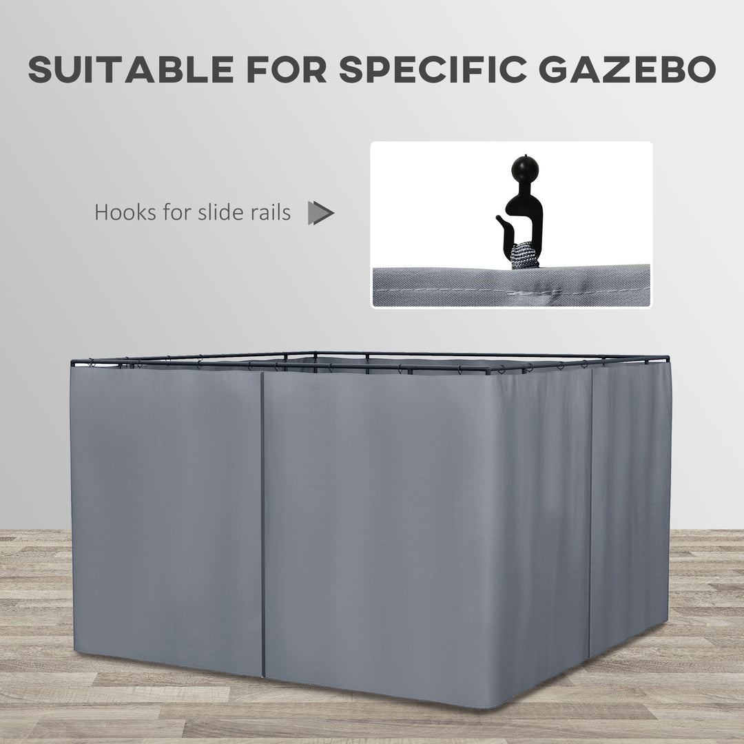 Replacement Gazebo Curtains 4-Panel Sidewalls with Zipper for 3 x 3 (M) Yard Gazebos Canopy Tent, Dark Grey