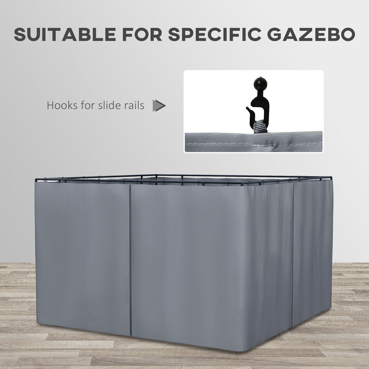 Replacement Gazebo Curtains 4-Panel Sidewalls with Zipper for 3 x 3 (M) Yard Gazebos Canopy Tent, Dark Grey