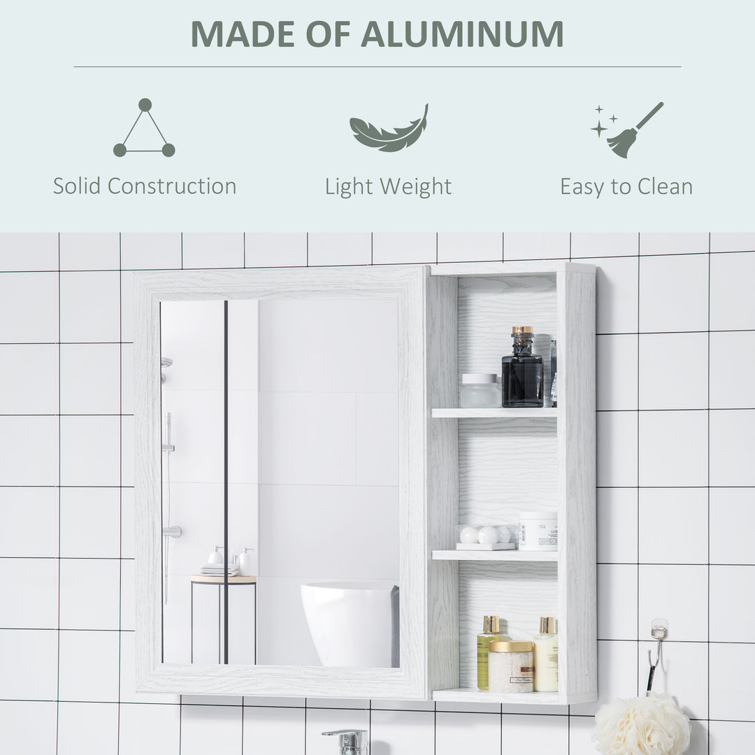 kleankin Bathroom Cabinet Wall Mounted, Aluminium Storage Organiser with Single Mirrored Door and 3