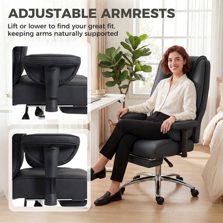 Executive Office Chair, Reclining Desk Chair with Footrest, Adjustable