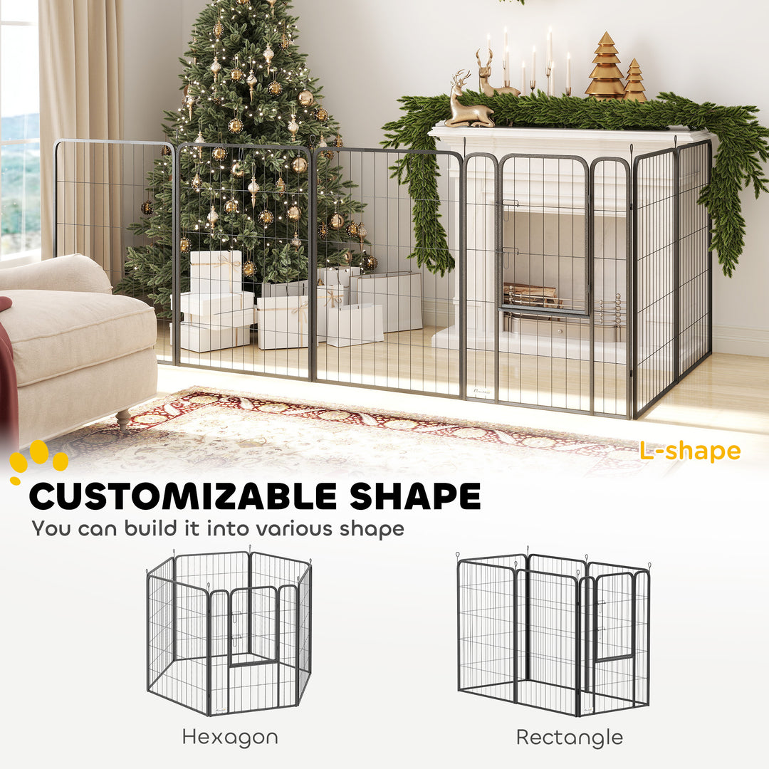 6 Panels Heavy Duty Dog Playpen with Secure Door, for Indoor Outdoor, for Garden, Camping, 100cm High