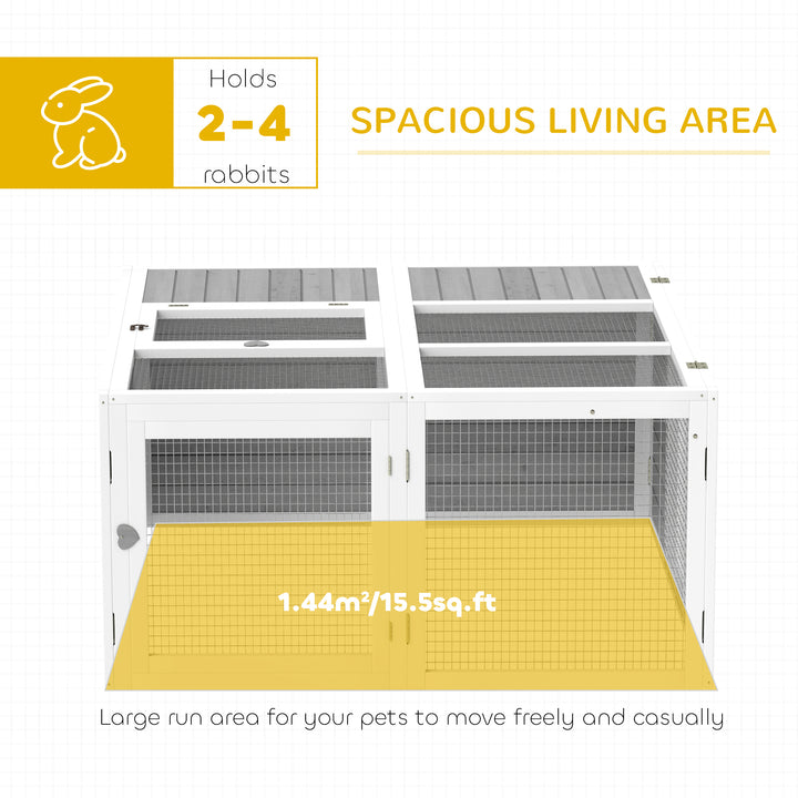 PawHut Rabbit Hutch with Openable Foldable Roof, Light Grey | Aosom UK