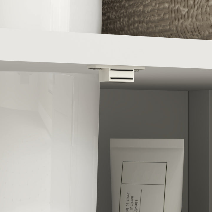 Pedestal Under Sink Cabinet with Double Doors, Modern Bathroom Vanity Storage Unit with Shelves, White