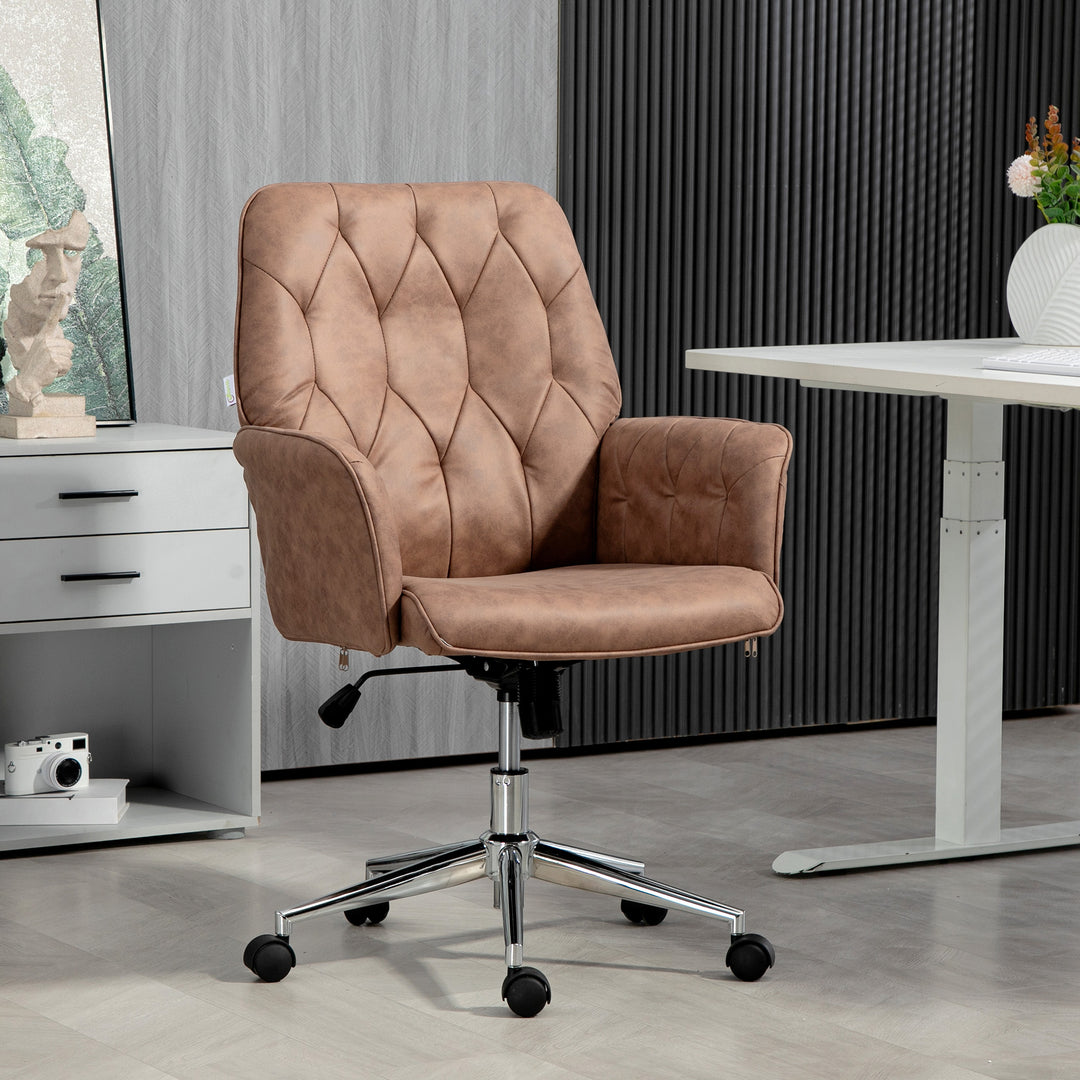 Office Desk Chair, Microfibre Vanity Chair with Height Adjustable, Armrest, Swivel Chair for Home, Coffee