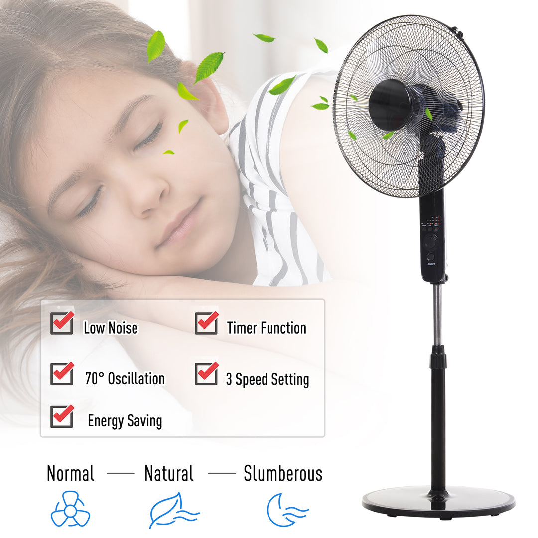 HOMCOM Oscillating Floor Fan W/ Remote Control-Standing Cooling Machine Indoor Air Refresher w/ Adjustable Height, Speed Mode, Black | Aosom UK