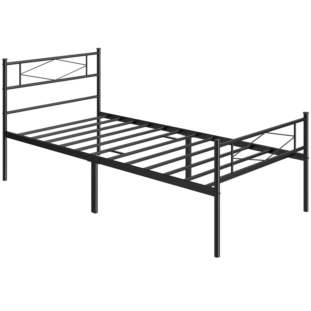 3ft Single Bed Frame with Headboard and Footboard, Metal Platform Bed 