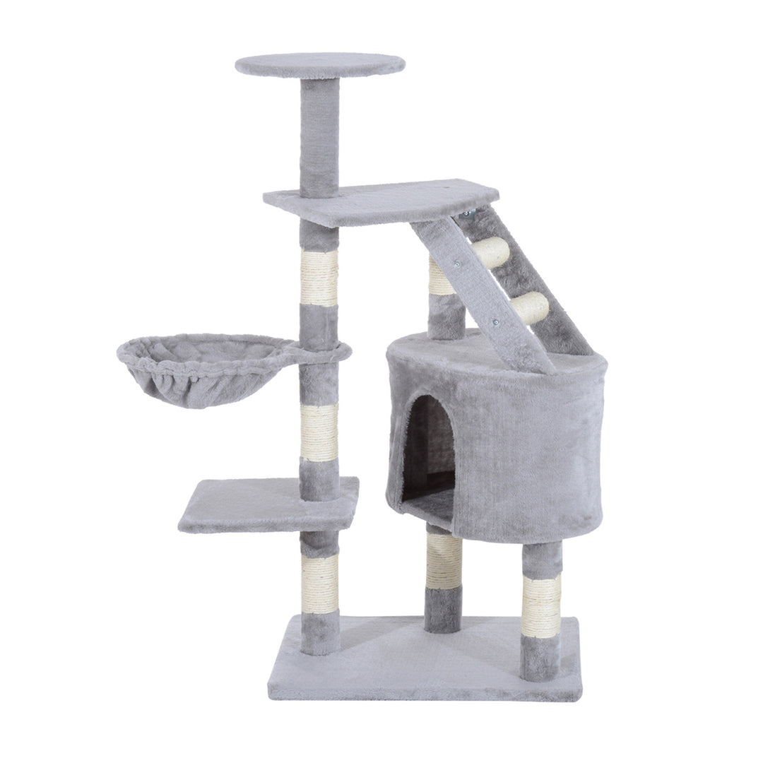 MCL Cat Tree for Indoor Cats Kitten Scratching Post Scratch Scratcher Climb Activity Center Play House Pet Furniture 125cm (Grey)