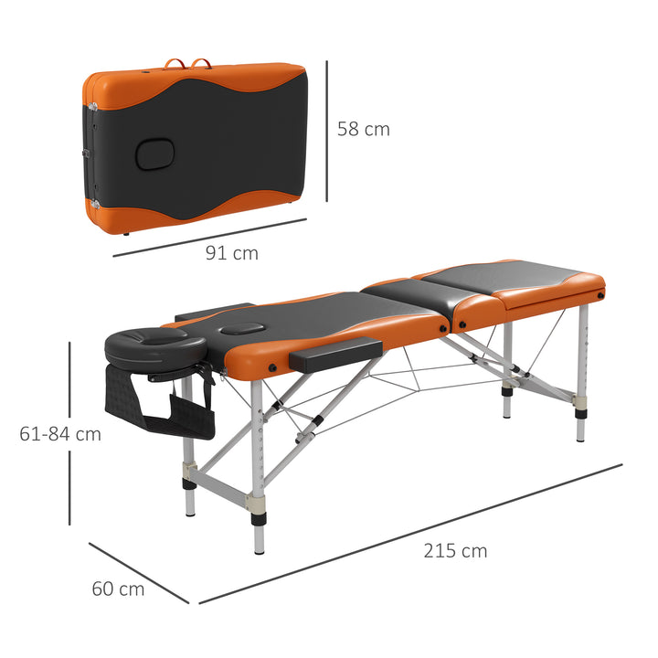 HOMCOM Foldable Massage Table Professional Salon SPA Facial Couch Bed Black and Orange