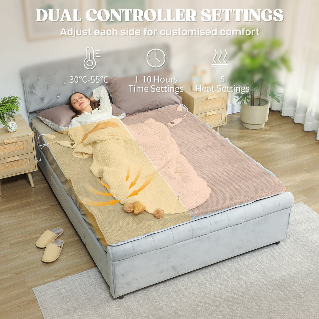 MCL Heated Electric Blanket, Warm Throw Blanket with 5 Heating Levels, 10 Hour Auto-Off Timer, Grey