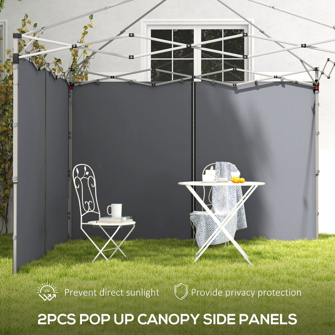 Outsunny Gazebo Side Panels, 2 Pack Sides Replacement, for 3x3(m) or 3x6m Pop Up Gazebo, with Zipped Doors, Light Grey