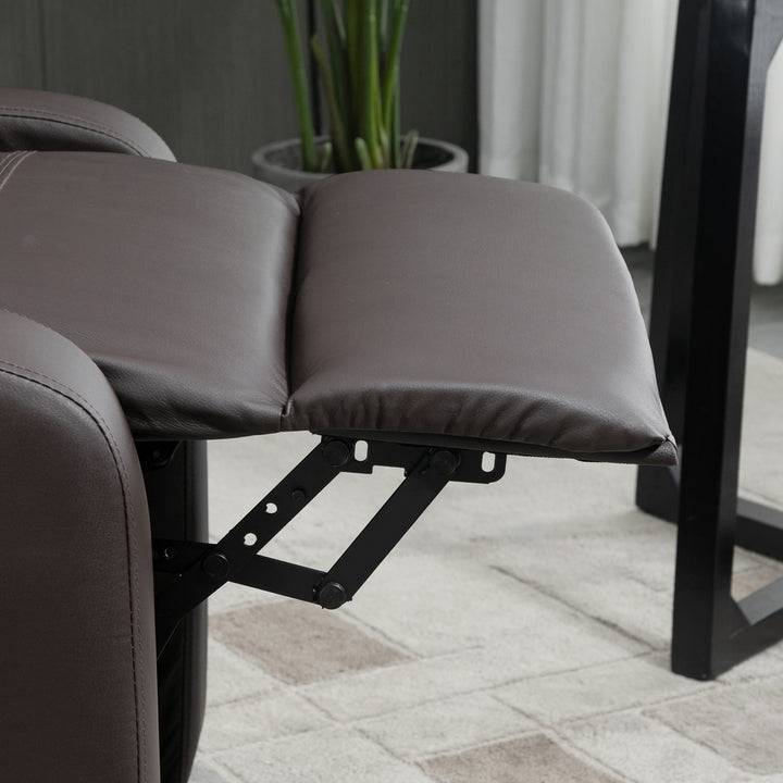 MCL Recliner Armchair, Massage Faux Leather Push Back Reclining Chair with Adjustable Leg Rest, Side Pocket, for Home Living Room Theatre, Brown