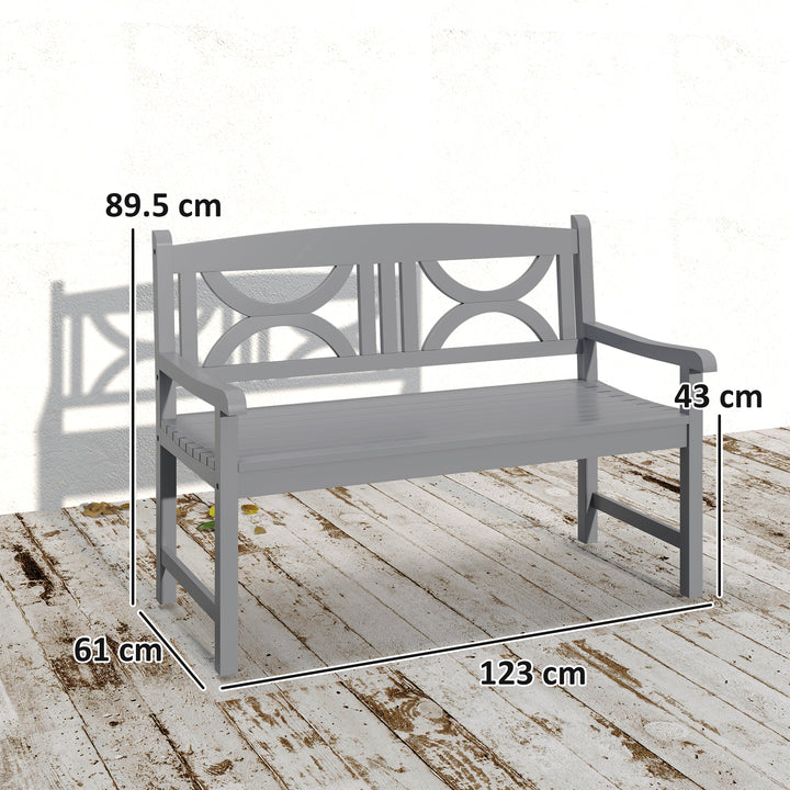2-Seater Wooden Garden Bench Outdoor Patio Loveseat for Porch, Grey