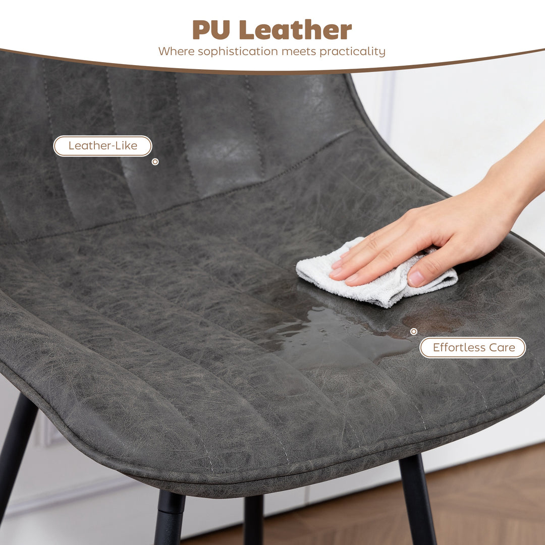 Set of 2 PU Leather Swivel Bar Stools