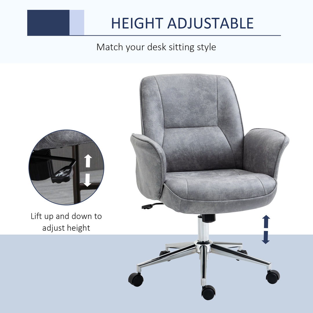 Swivel Computer Office Chair Mid Back Desk Chair for Home Study Bedroom, Light Grey