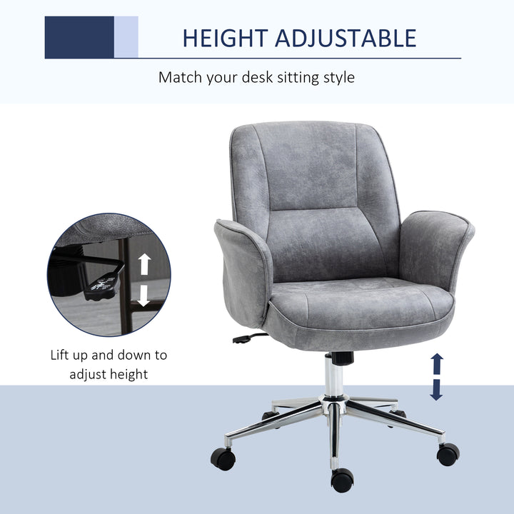 Swivel Computer Office Chair Mid Back Desk Chair for Home Study Bedroom, Light Grey
