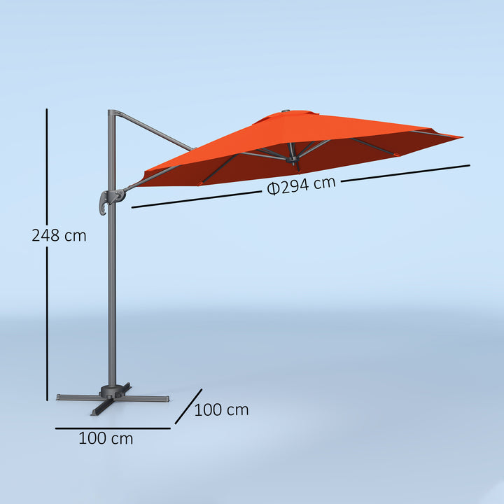 Five-Position Overhanging Parasol - Orange