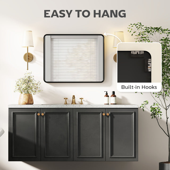 Rectangular Wall Mirror with HD Glass - Black