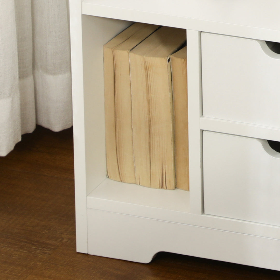Bedside Table, Small Bedside Cabinet with 2 Drawers and Storage Shelves, Accent Table for Living Room, Bedroom, White