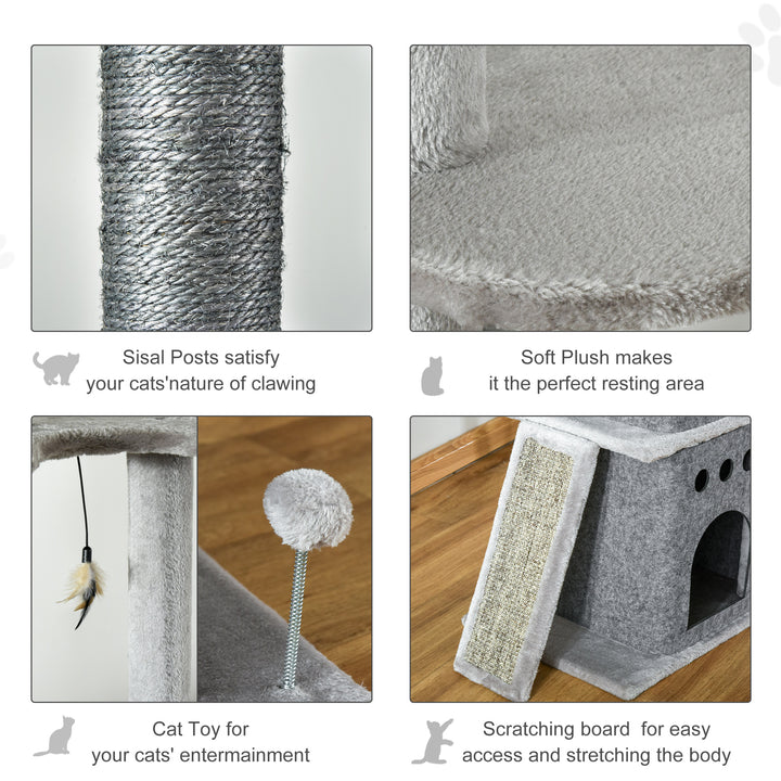 MCL 255cm Floor To Ceiling Cat Tree for Indoor Cats Climber Scratching Post Adjustable Height Play Tower Removable Cover Grey