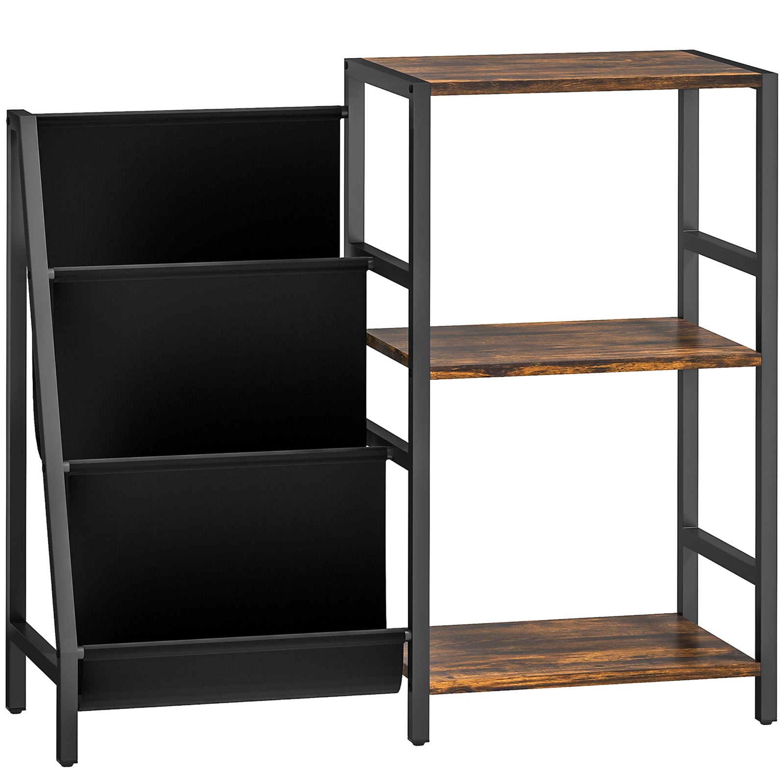 3-Tier Record Player Stand, End Table for Living Room, Bedroom - Rustic Brown