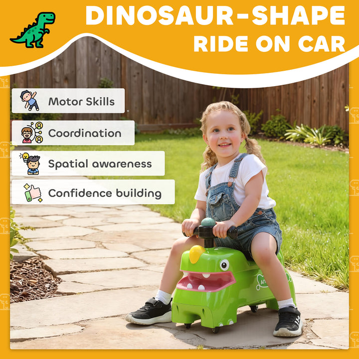 Kids Ride On Car, Dinosaur Foot to Floor Slider with Storage, Toddler Walker with Light, Sounds