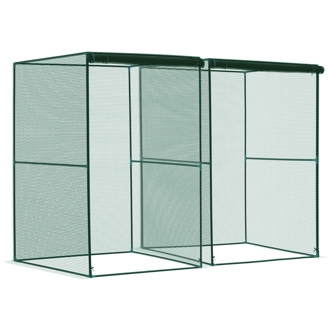 Set of 2 Fruit Cage Bird Netting, Vegetable Plant Protection Tent with Zipped Door, Anti Bird, Insects, Small Animals, 1.2 x 1.2 x 1.8m, Dark Green
