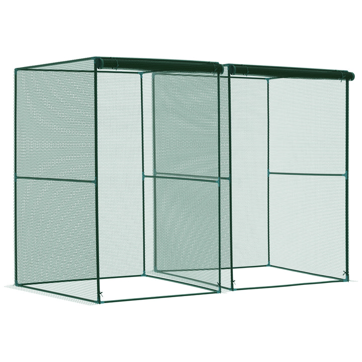 Set of 2 Fruit Cage Bird Netting, Vegetable Plant Protection Tent with Zipped Door, Anti Bird, Insects, Small Animals, 1.2 x 1.2 x 1.8m, Dark Green