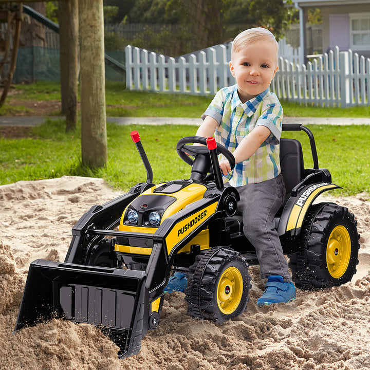 HOMCOM Kids Digger Ride On Excavator 6V Battery Powered Construction Tractor Music Headlight Moving Forward Backward Gear for 3