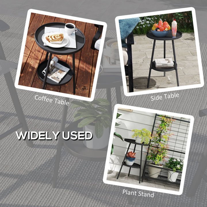 Two-Tier Metal Garden Table - Black