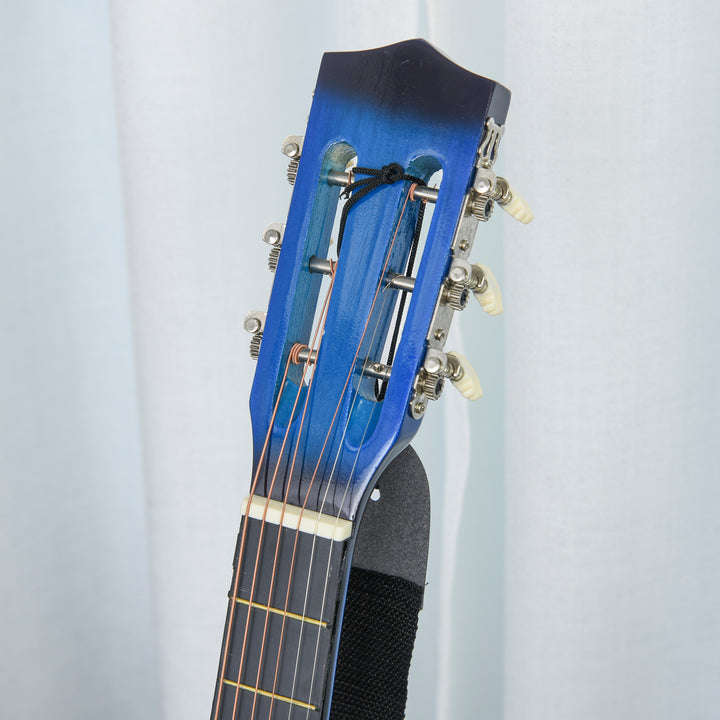 38 Inch Full Size Blue Classical Acoustic Electric Guitar Kids Guitar and Junior Guitar Premium Gloss Finish w/Case - Blue