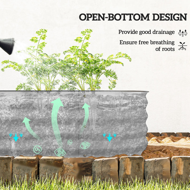 Galvanised Raised Garden Bed, Metal Planter Box with Safety Edging, fo