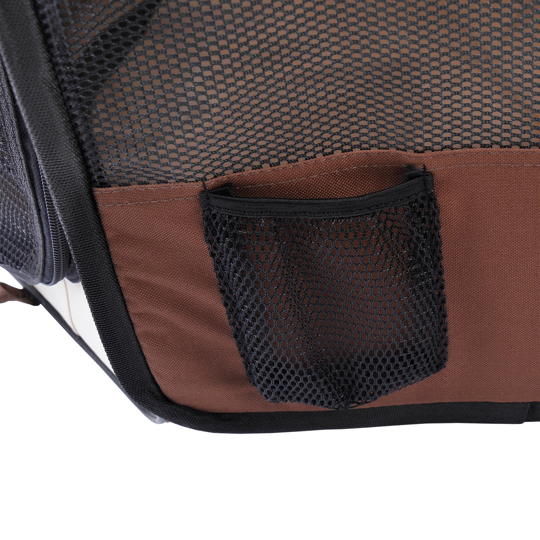 Portable Cat Dog Playpen Pet Puppy Rabbit Guinea Pig Pen Run Dia 90 x 41H cm Indoor & Outdoor Brown