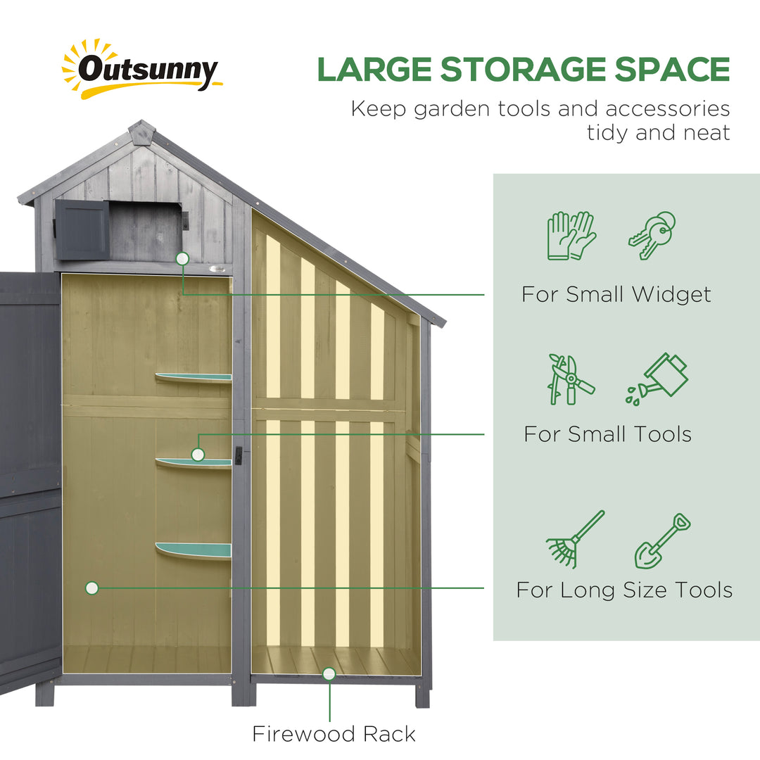 MCL Garden Outdoor Storage Shed Outdoor Tool Shed with 3 Shelves and Tilt Roof, 129x51.5x180cm, Grey