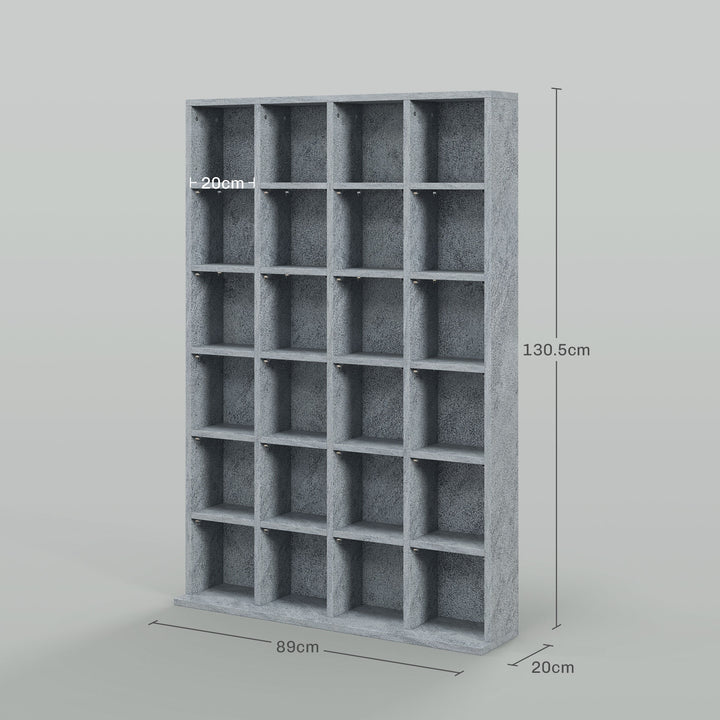 HOMCOM CD Storage Unit with Adjustable Shelves, 89 x 130.5 cm, Cement Grey