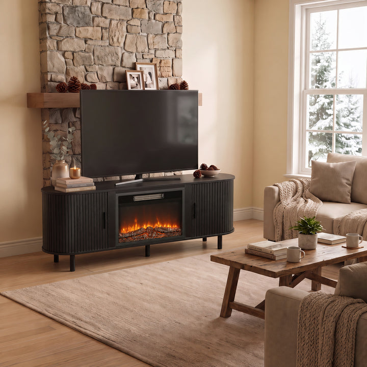 Electric Fireplace TV Stand for 70" TVs, 1800W Entertainment Center - view 2