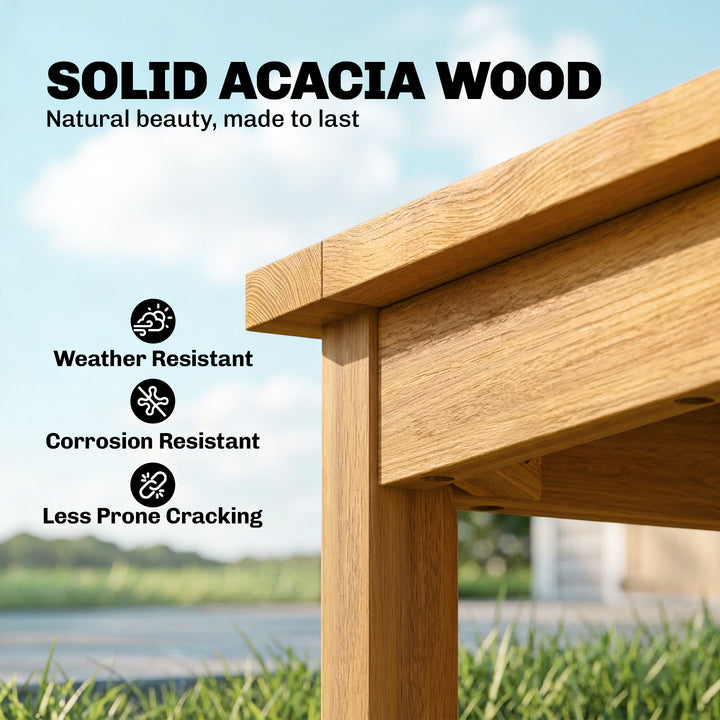 Coffee Table Fully Assembled Patio Side Table Slatted Top Solid Acacia