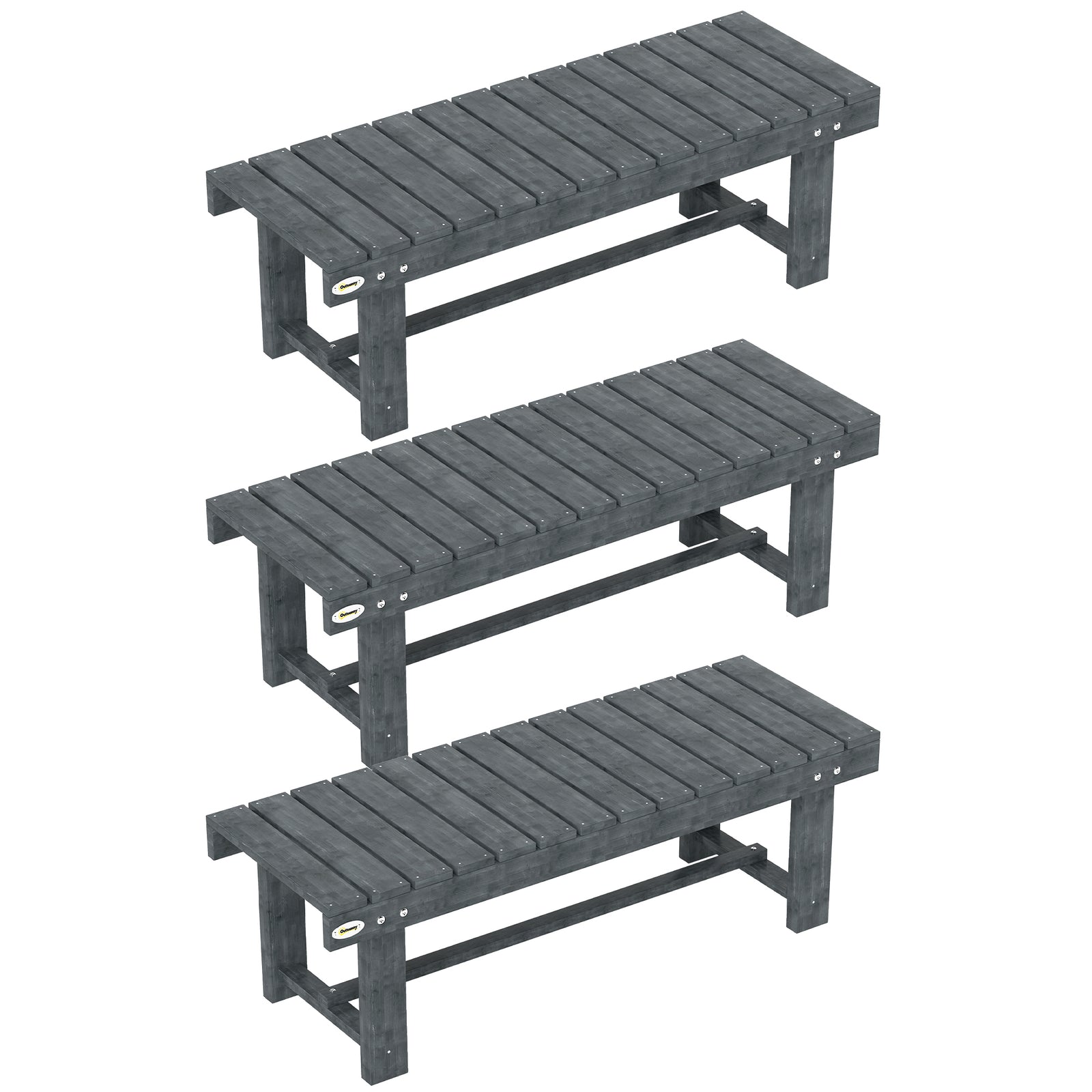 2-Seater Garden Wooden Bench, Grey