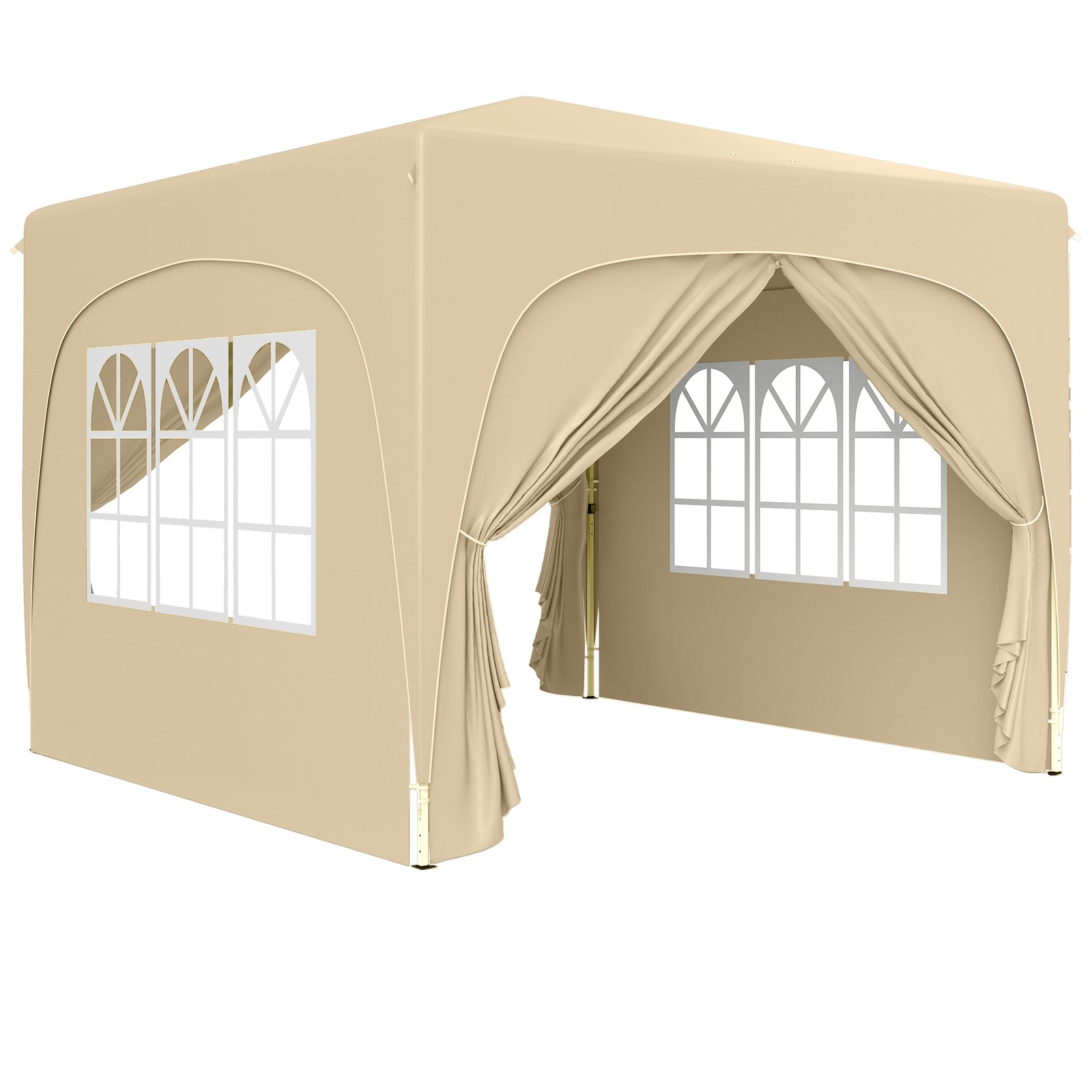 3 x 3m Pop-Up Gazebo Shelter, with Accessories - Sand