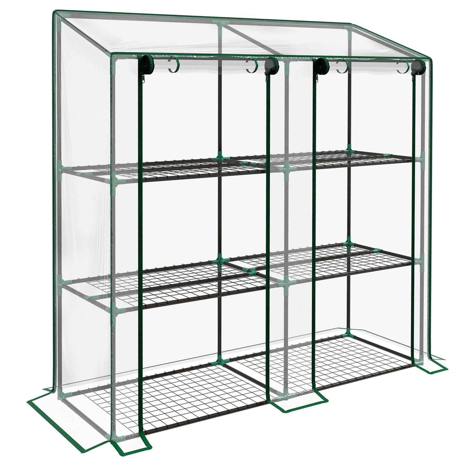 46 x 143cm Mini Lean-To Greenhouse, with Three Inner Shelves