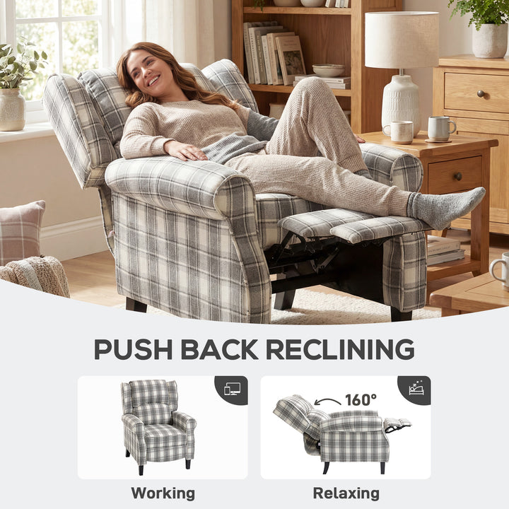 160° Reclining Armchair, with Footrest - Grey and White