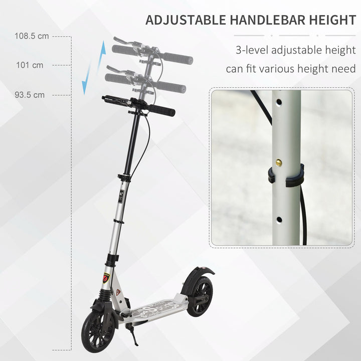 Teen/Adults Aluminium Folding Kick Scooter w/ Shock Mitigation System Silver