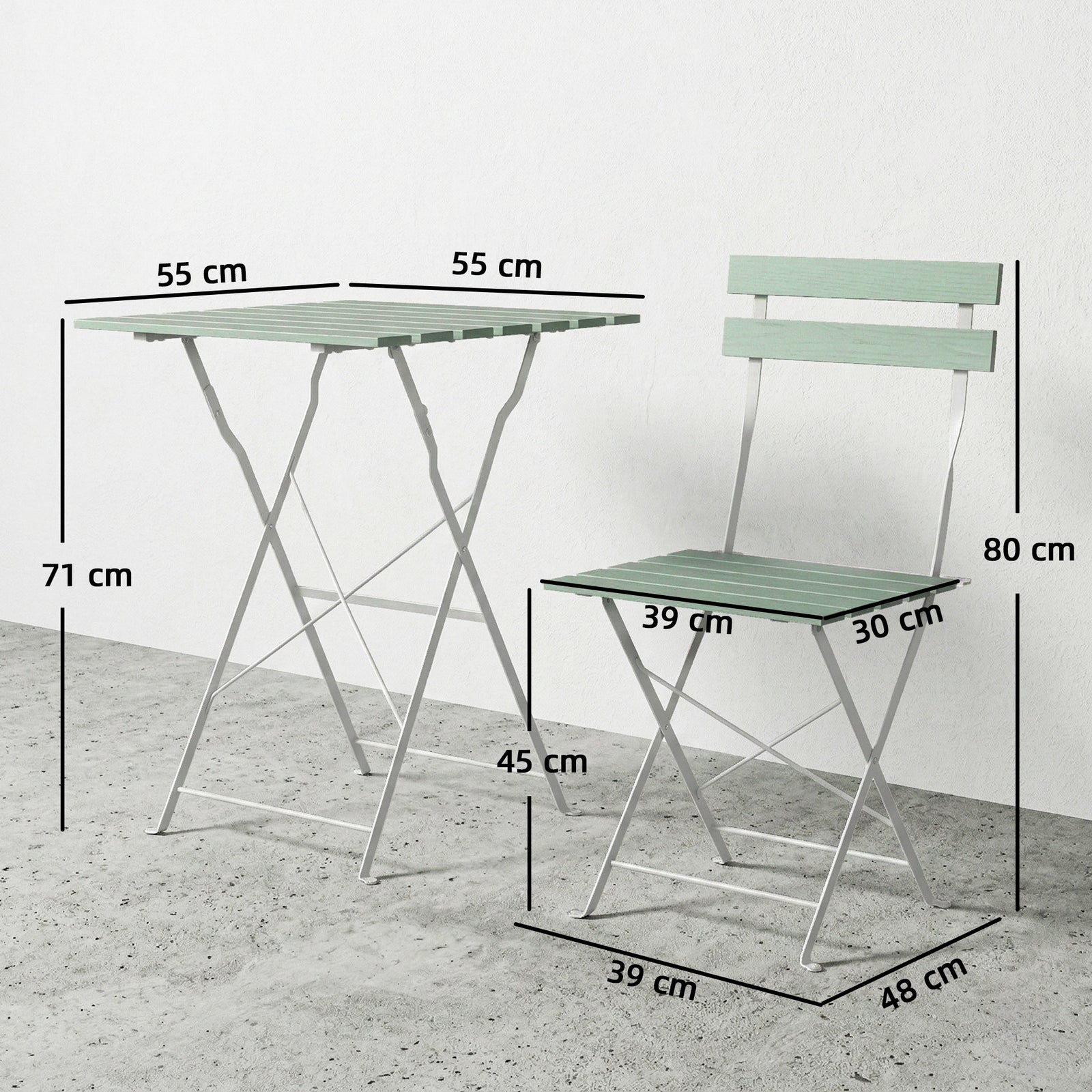 Outdoor Bistro Set Folding Patio Furniture Set with 2 Chairs Table for