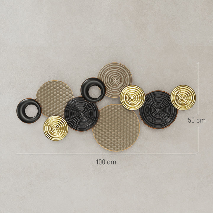 Metal Wall Art, Modern Hanging Wall Decor with Multi-Disc Design for Living Room Bedroom Dining Room