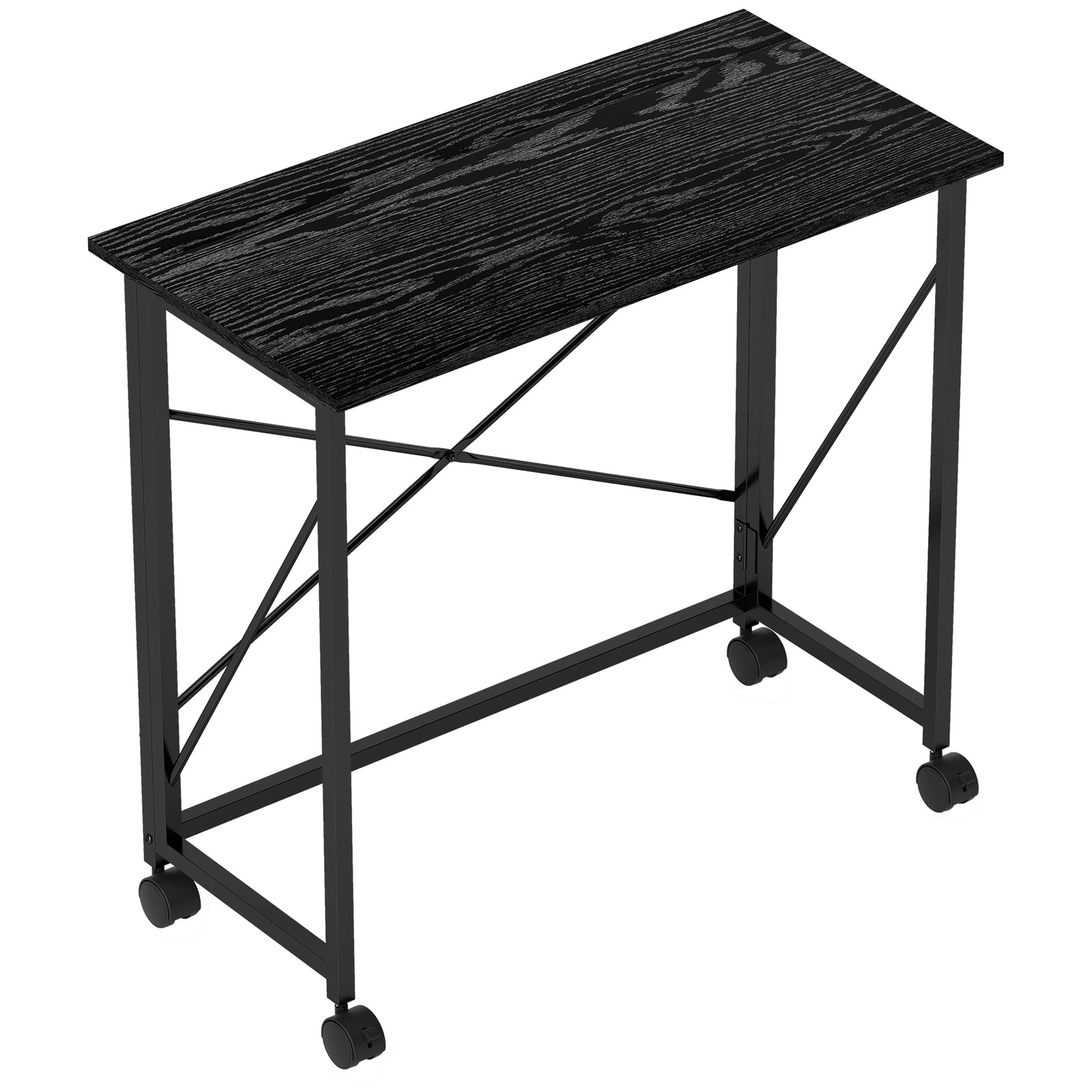 80 cm Folding Desk on Wheels - Black