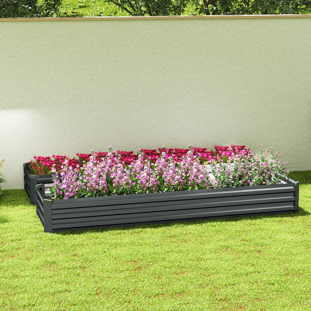 60 x 240cm Galvanised Steel Planter, with Open Bottom, Pack of 2