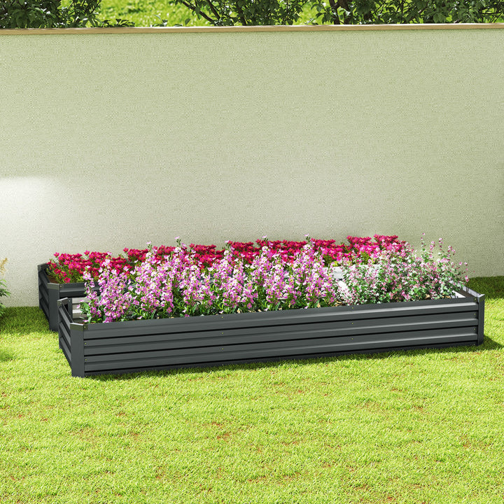 60 x 240cm Galvanised Steel Planter, with Open Bottom, Pack of 2