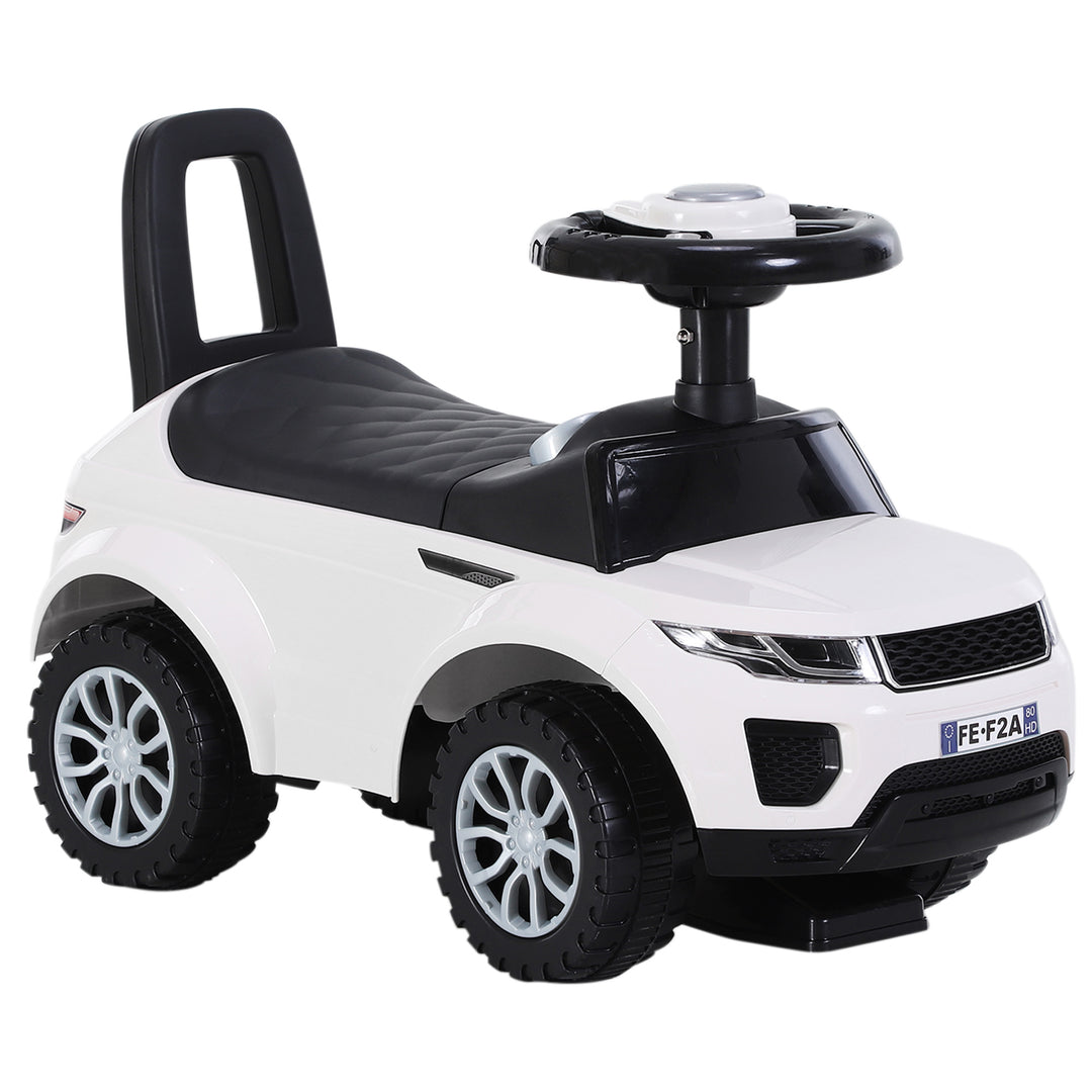 MCL 3-in-1 Ride On Car Foot To Floor Slider Toddler w/ Horn Steering Wheel NO POWER Manual Under Seat Storage Safe Design for 1-3 Year Old White