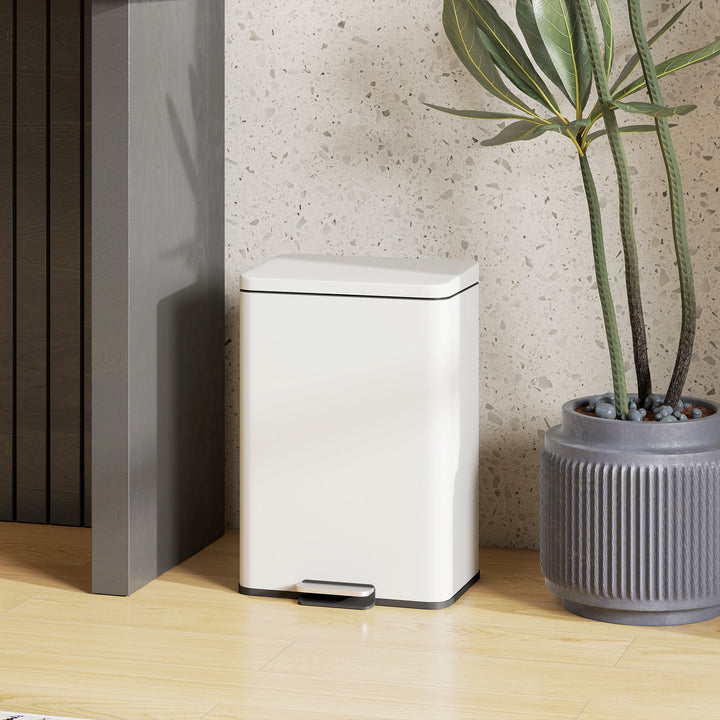 MCL 20L Kitchen Bin with Soft-Close Lid and Stay-Open Function, Pedal Bin with Removable Inner Bucket for Kitchen, Office, Home, Cream