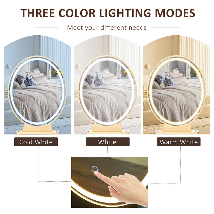 MCL Dressing Table with LED Mirror and Cushioned Stool, Vanity Desk with Acrylic Lipstick Holder and 2 Drawers, Makeup Table for Bedroom, White