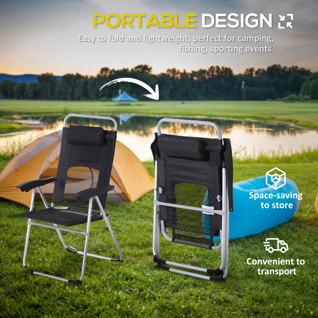 Outsunny 3 Piece Folding Camping Table and Chairs Set, Backpacking Chairs with Portable Table